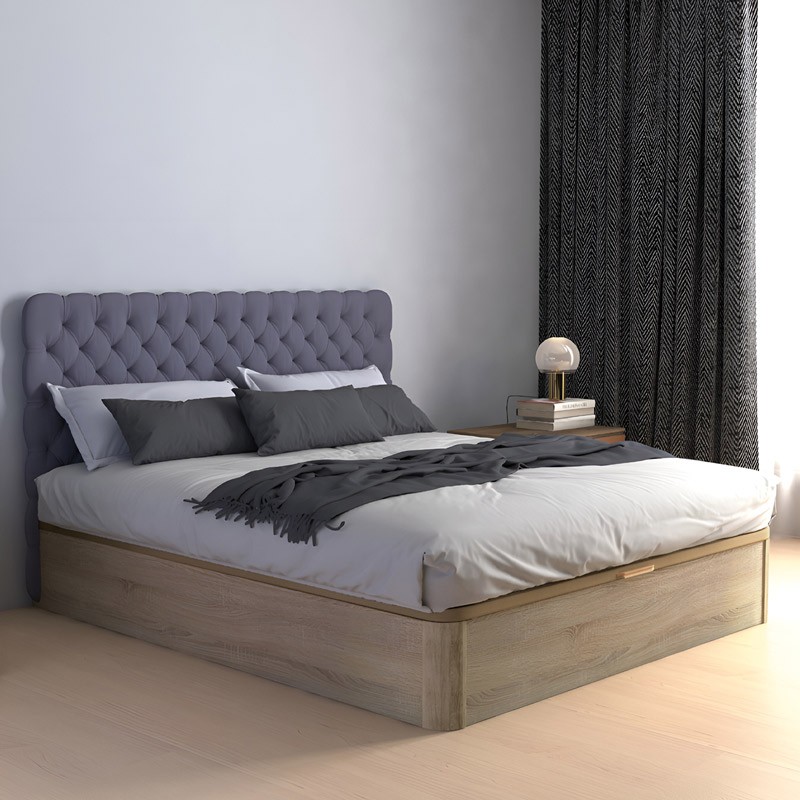 Canapé Abatible Storage Bed, What The Sleep, Tapa 3D, Montaje y Retirada  Usado Incluido, 2 esquinas Redondeadas, Alta Durabilidad, Glaciar 180x190